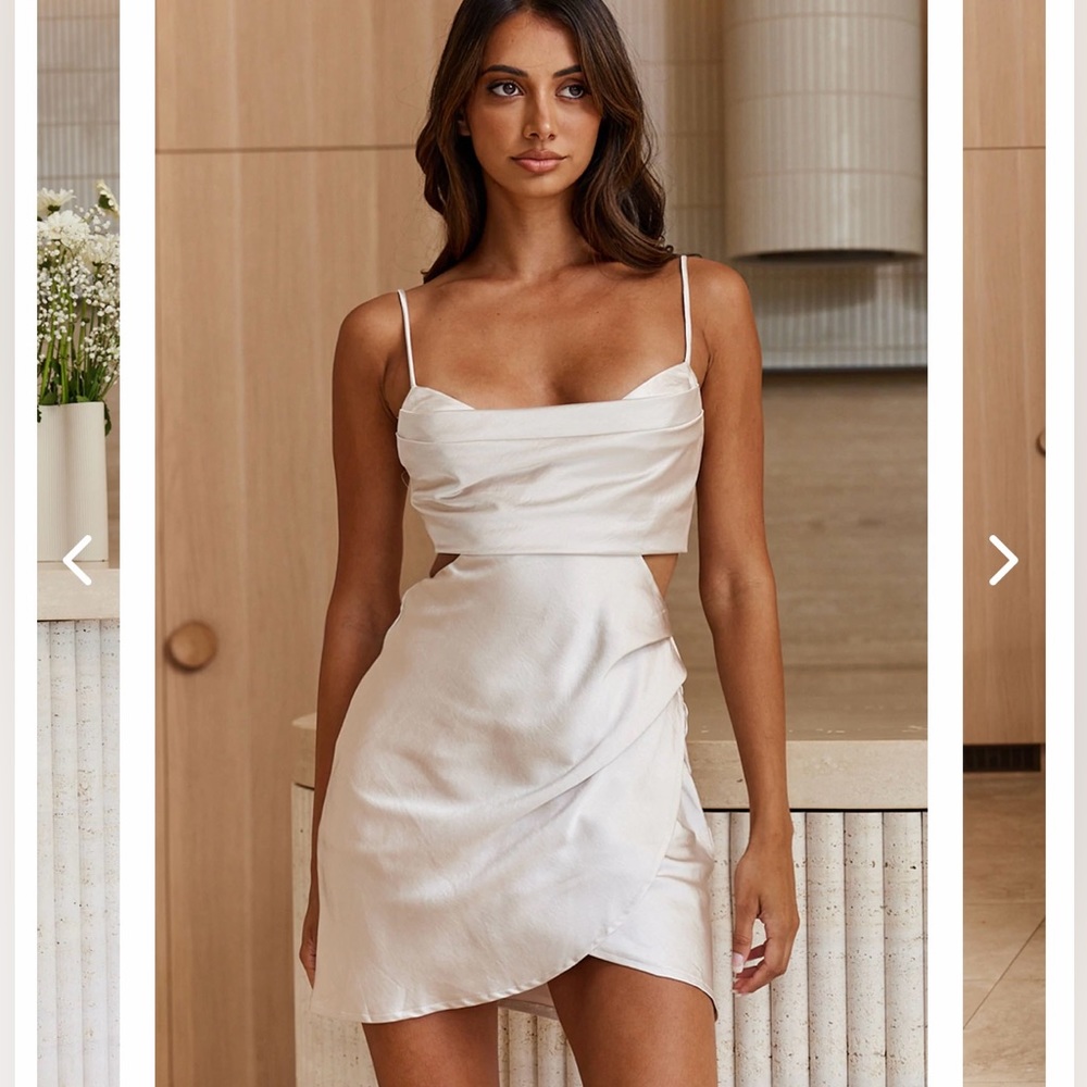 Selfie Leslie Champagne Cut-out Dress